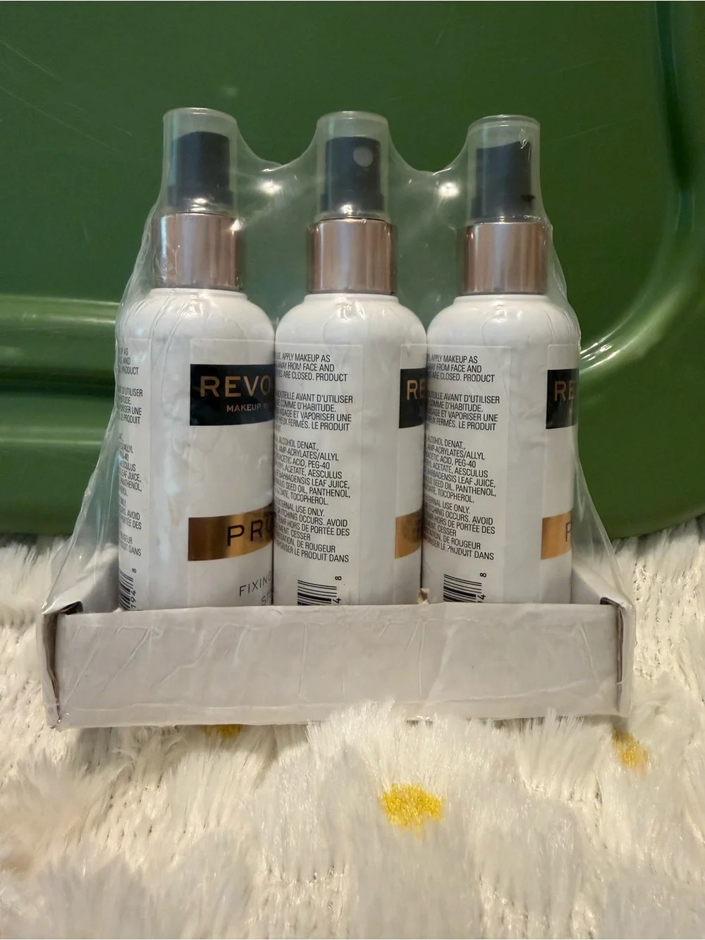 Revolution White Setting Spray Trio with Rose Gold Pumps